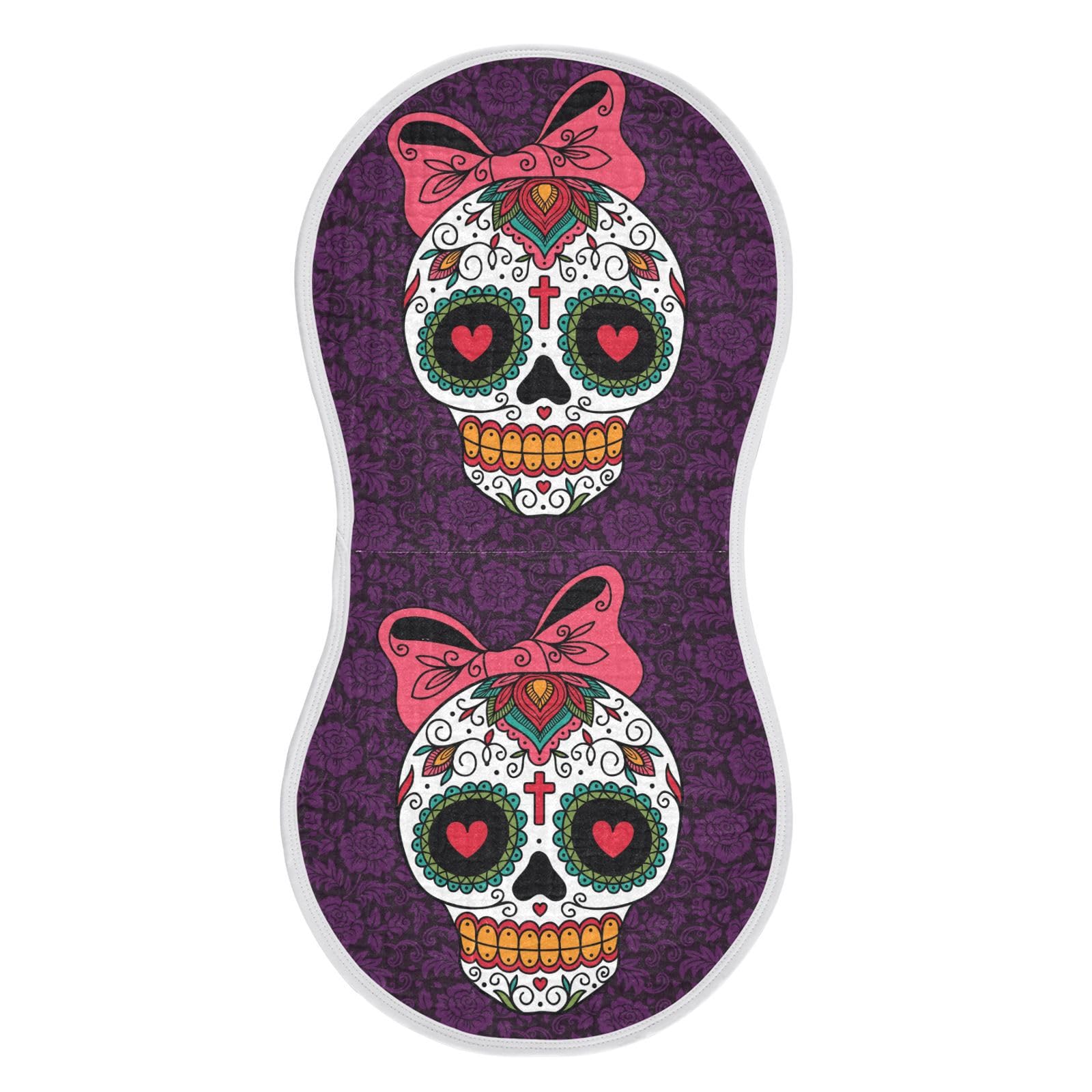 YYZZH Mexican Sugar Skull Purple Floral Muslin Burp Cloths for Baby 1 Pack Soft 100% Cotton Baby Washcloths Bibs for Boy Girl