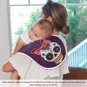 YYZZH Mexican Sugar Skull Purple Floral Muslin Burp Cloths for Baby 1 Pack Soft 100% Cotton Baby Washcloths Bibs for Boy Girl