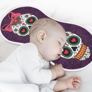 YYZZH Mexican Sugar Skull Purple Floral Muslin Burp Cloths for Baby 1 Pack Soft 100% Cotton Baby Washcloths Bibs for Boy Girl