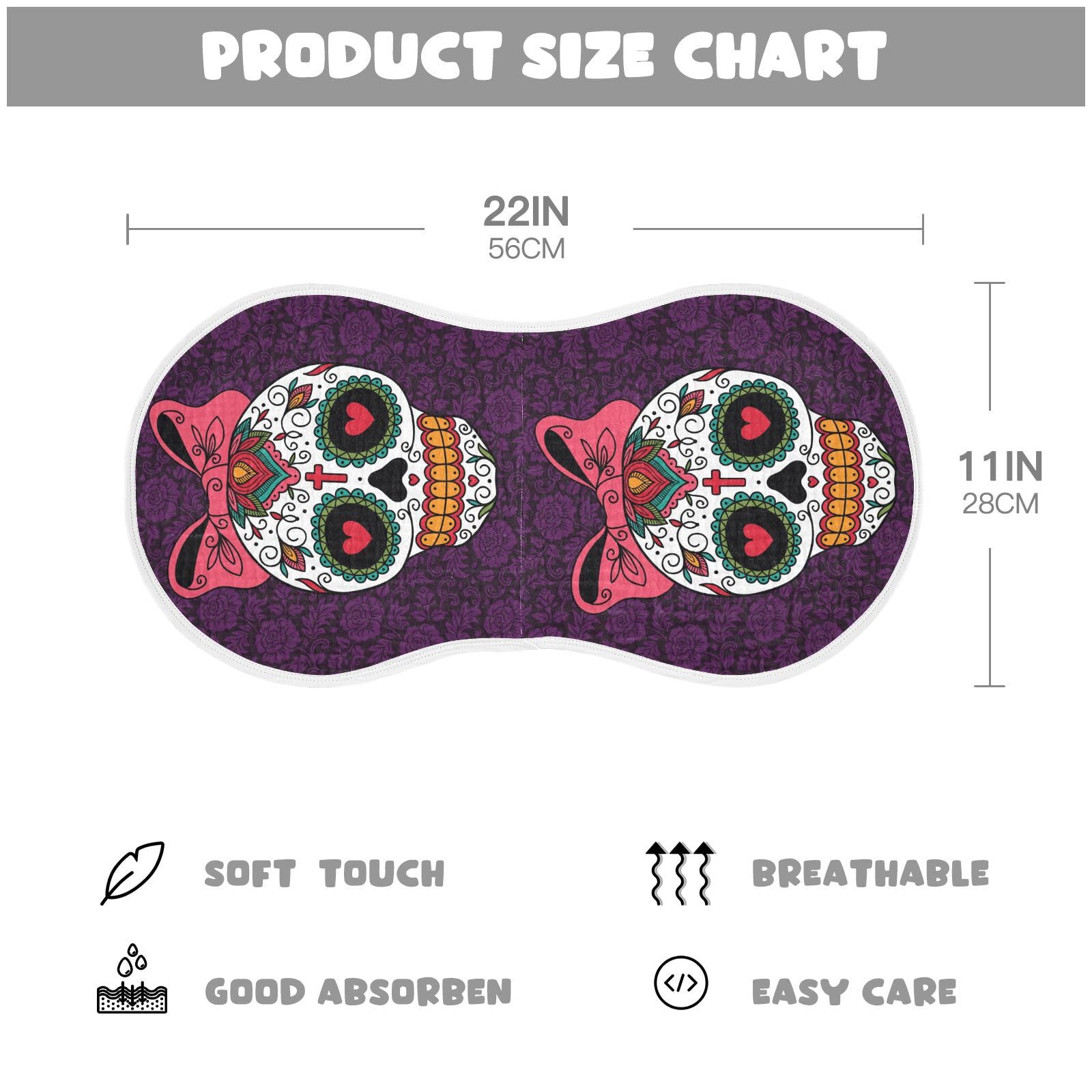 YYZZH Mexican Sugar Skull Purple Floral Muslin Burp Cloths for Baby 1 Pack Soft 100% Cotton Baby Washcloths Bibs for Boy Girl