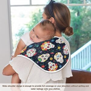 YYZZH Mexican Sugar Skull Flower Muslin Burp Cloths for Baby 4 Pack Soft 100% Cotton Baby Washcloths Bibs for Boy Girl