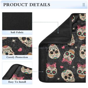 Sugar Skulls Seat Belt Covers for Baby Kid's Car Seat Strap Shoulder Seatbelt Covers 2 Pack Super Soft Car Seat Neck Cover for Boys Girls Adults Babies 6.5 in