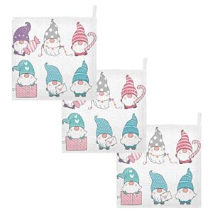 WIFIU Cute Gnomes Blue Burp Cloths for Boys Girls Pink Gift Sugar Baby Muslin Washcloths Newborn Soft Absorbent Face Bath Towel Kids Wash Cloth 12x12 Inch,3 Pack