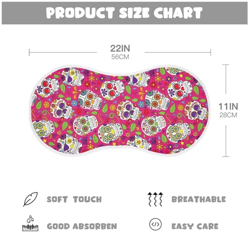 vvfelixl Burp Cloths Sugar Skull Flowers Pink for Baby Boy Girls Baby Washcloths Burp Rags 1 Pack