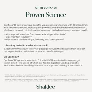 Shaklee - Optiflora® DI Probiotic -10 Billion CFUs - 4 Bacterial Strains - Bifidobacterium lactis HN019™ - Supports Intestinal Flora Balance & Regularity - Gluten, Soy & Dairy Free - 30 Capsules