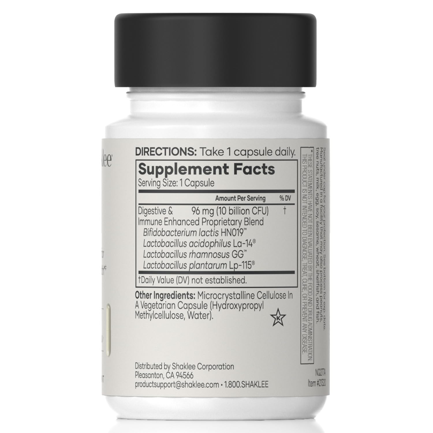 Shaklee - Optiflora® DI Probiotic -10 Billion CFUs - 4 Bacterial Strains - Bifidobacterium lactis HN019™ - Supports Intestinal Flora Balance & Regularity - Gluten, Soy & Dairy Free - 30 Capsules