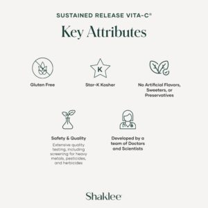 Shaklee - Sustained Release Vita-C® 500mg - High-Potency Cellular and Immune Support Formula with Proprietary Sustained-Release System - includes Rose Hips and Bioflavonoid Blend - 180 Tablets