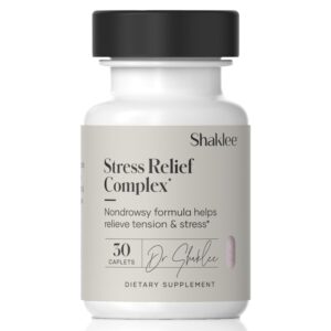 shaklee - stress relief complex - calming blend of l-theanine, ashwagandha, beta-sitosterol, and l-tyrosine - promotes relaxation without drowsiness - 1 caplet daily - adults supplement - 30 caplets