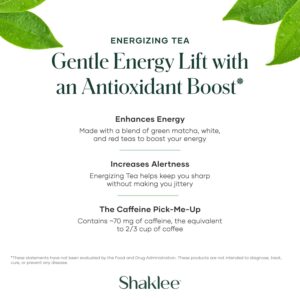 Shaklee - 180® Energizing Tea - Blend of Green Matcha, White, and Red Teas for Gentle Energy Lift - Energy Boost On-the-Go Packets - Hot or Cold - Pomegranate Flavor - 28 Servings