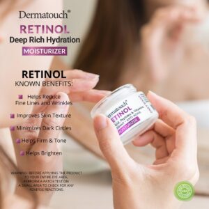 DERMATOUCH Retinol Face Moisturizer, 1.7 oz - Hyaluronic Acid, Peptides & Vitamins - Made in America