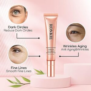 RONKIE Eye Cream for Dark Circles and Puffiness: Caffeine - Retinol Cream- Anti Aging Wrinkles With Collagen Hyaluronic Acid Fine Lines Depuffer in 3-4 Weeks-15 mL