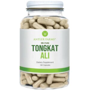 antler farms - 100% pure tongkat ali extract 200:1, 180 capsules, 500mg - eurycoma longifolia slow grown aged roots from indonesia – men’s health support, vegan, gluten, soy and dairy free