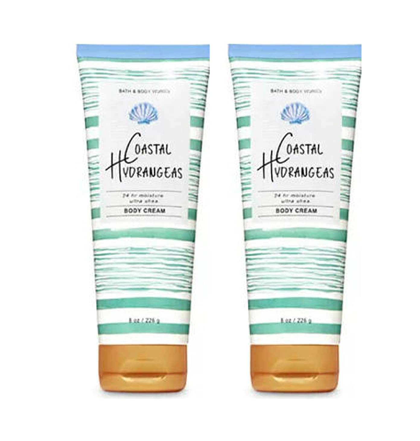 Bath and Body Works Coastal Hudrangeas 2 Pack Ultra Shea Body Cream 8 Oz. (Coastal Hudrangeas)