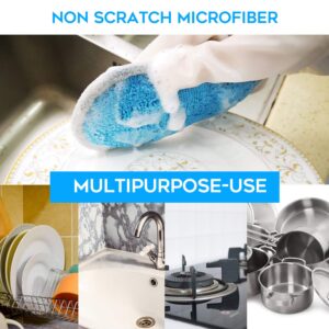 Multi-Purpose Scrub Sponges for Kitchen Pack of 6,Non-Scratch Microfiber Sponge Along with Heavy Duty Scouring Scrub Pad- Effortless Cleaning of Dishes, Pots and Pans