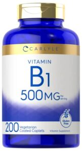 carlyle vitamin b1 500mg (thiamine) | 200 vegetarian caplets | non-gmo and gluten free supplement