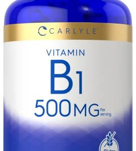 Carlyle Vitamin B1 500mg (Thiamine) | 200 Vegetarian Caplets | Non-GMO and Gluten Free Supplement