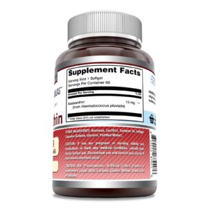 Amazing Formulas Astaxanthin 12 Mg Supplement | 60 Softgels | Non-GMO | Gluten Free | Made in USA