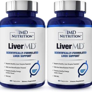 1MD LiverMD - Liver Support Supplement | Siliphos Milk Thistle Extract - Highly Bioavailable, for Liver Support | 60 Capsules (2-Pack)