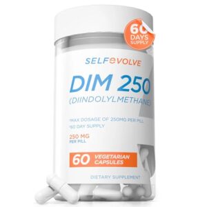 selfevolve DIM Supplement 250 mg with BioPerine, Estrogen Balance & Hormone Balance for Women & Men, Menopause Supplements for Women, Antioxidant Support, Vegan Capsules, 60 Ct, 2 Month Supply