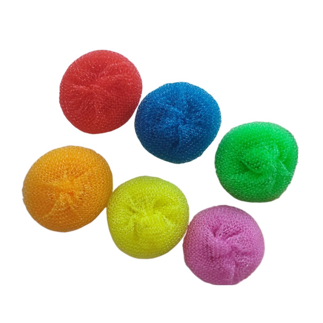 Plastic Dish Scrubbers for Dishes, Non Scratch Nylon Pot Round Scrubber Scouring Pad for Cookware, Colorful Mesh Scouring Dish Pads Scrubbers (18 Pack)