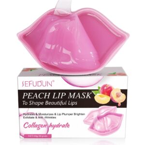 20Pcs Lip Mask Peach: Lip Care Anti-Wrinkle, Anti-Aging, Hydrates & Moisturizing Lip Sleep Mask for Dry Lips