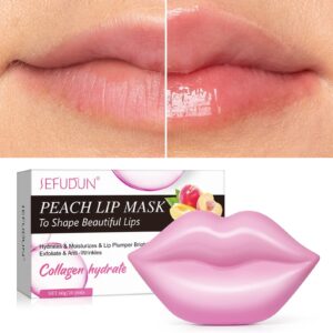 20Pcs Lip Mask Peach: Lip Care Anti-Wrinkle, Anti-Aging, Hydrates & Moisturizing Lip Sleep Mask for Dry Lips