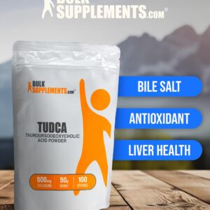 BulkSupplements.com TUDCA Powder - Tauroursodeoxycholic Acid, TUDCA 500mg - TUDCA Supplement for Liver Support - Gluten Free, 500mg per Serving, 50g (1.8 oz) (Pack of 1)