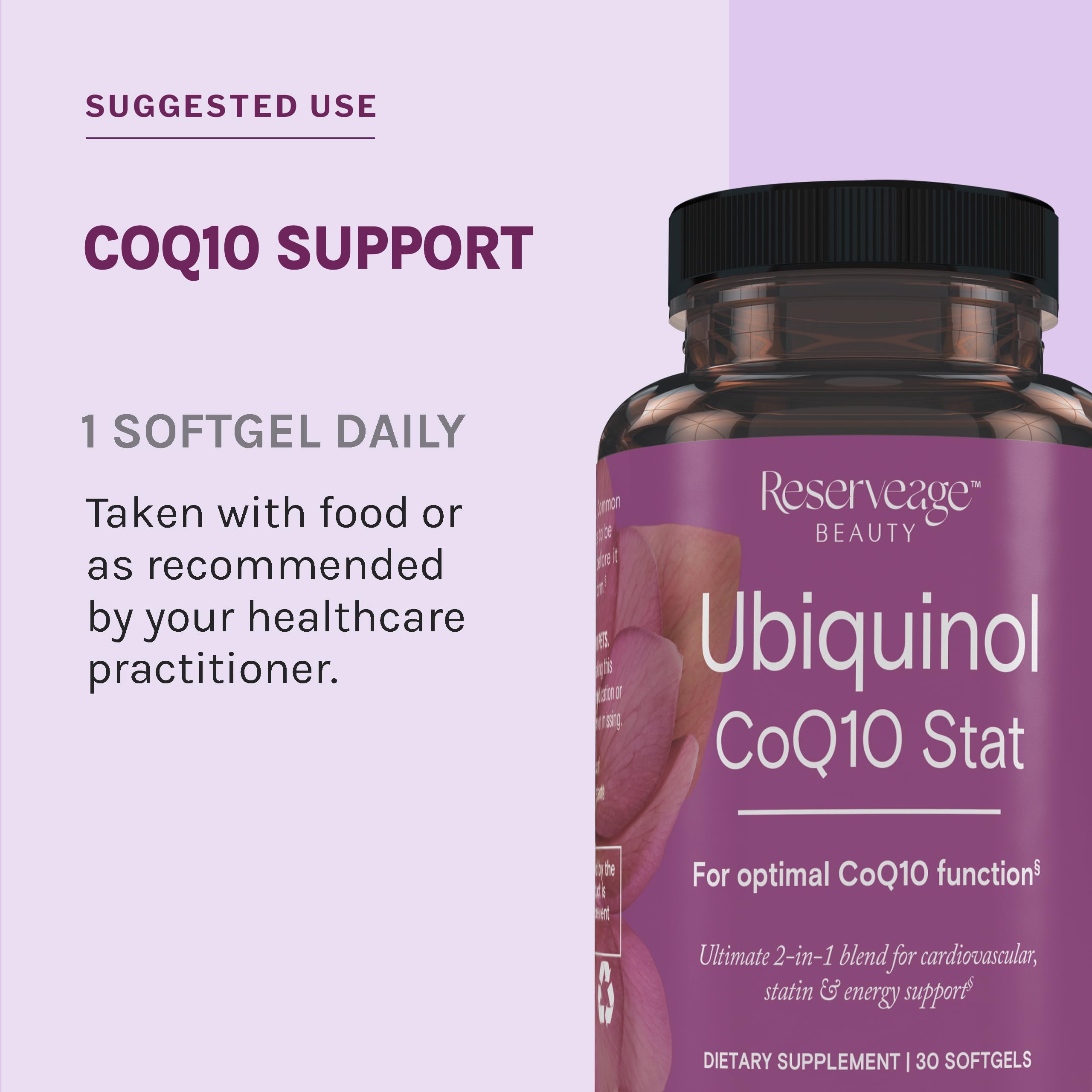 Reserveage Ubiquinol CoQ10 Stat - Ubiquinol Softgels for Daily Use - Provides Support for Cardiovascular System, Energy Levels & Cellular Health - Premium Ubiquinol Capsules - 30 Softgels