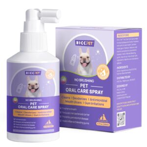 oral care spray for dogs and cats, anti inflammatory pet breath dental care spray, dog gingivitis treatment, fight bad breath caused by plaque and gum redness, dog tooth brushing kit, 5.1 fl oz