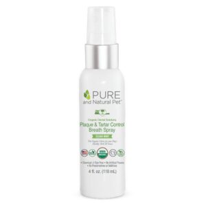 pure and natural pet organic dental solutions® usda certified organic plaque & tartar control breath spray 4 oz.