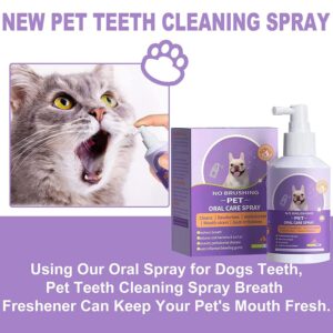 Pet Clean Teeth Spray, Teeth Cleaning Spray for Dogs & Cats, Targets Tartar & Plaque, Eliminate Bad Breath, Without Brushing