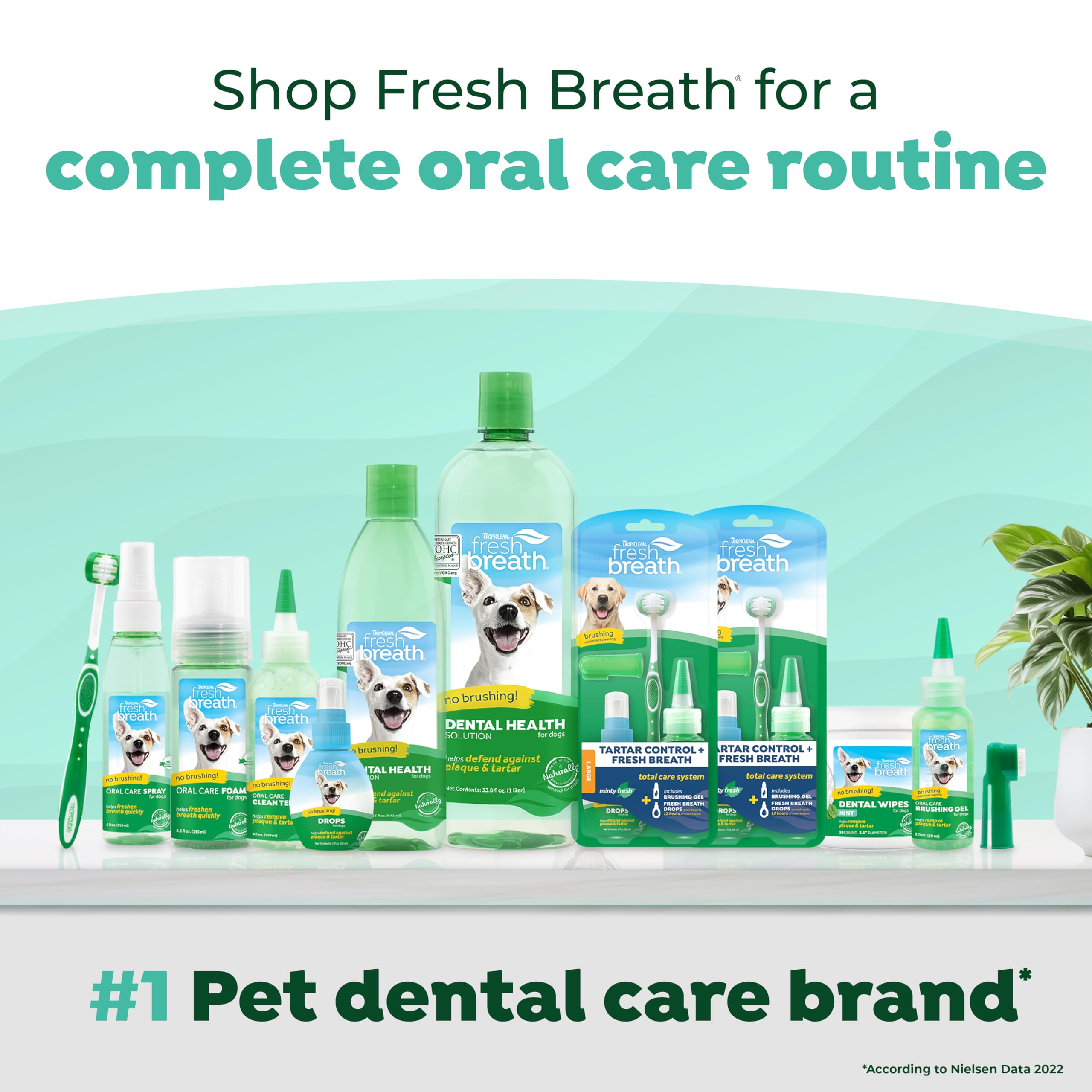 TropiClean Fresh Breath Dog Oral Care Kit | Complete Dog Toothbrush and Toothpaste Set for Plaque & Tartar Control | Dog Tooth Brushing Kit for Large Dogs