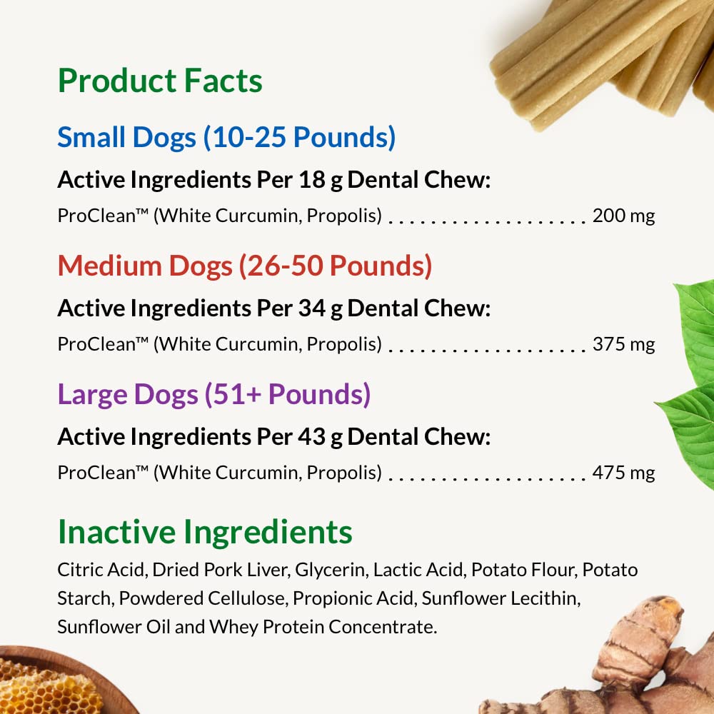 ULTIMATE PET NUTRITION Canine Fresh Dental Chews, Dental Dog Treats, Oral Care and Hygiene Chews, Soothes Gums, Vet Developed, 15 Chews (Medium)