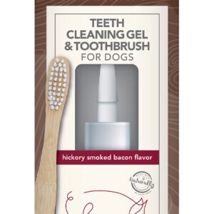 TropiClean Enticers Teeth Cleaning Gel & Toothbrush for Large Dogs | Hickory Smoked Bacon Flavor | Bamboo Brush Speeds Up Plaque Removal | Gel Helps Fight Bad Breath | 2 oz