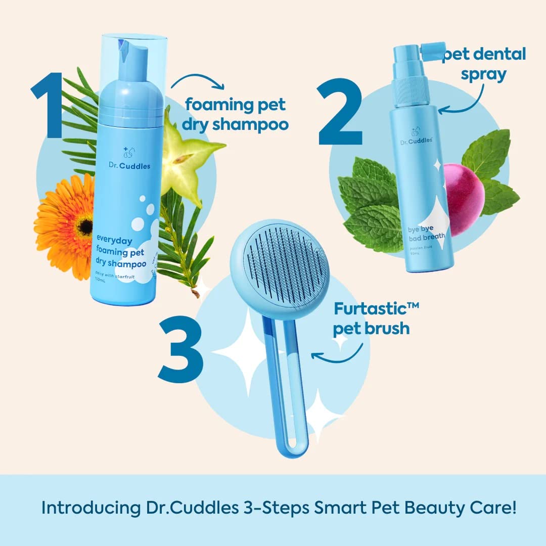 Dr. Cuddles Shiny Teeth Pet Dental Spray 2 Pack – Natural Long-Lasting Breath Freshener for Dogs & Cats, Vet Formulated, Healthy Mouth & Gums, Anti-Bacteria – Passion Fruit