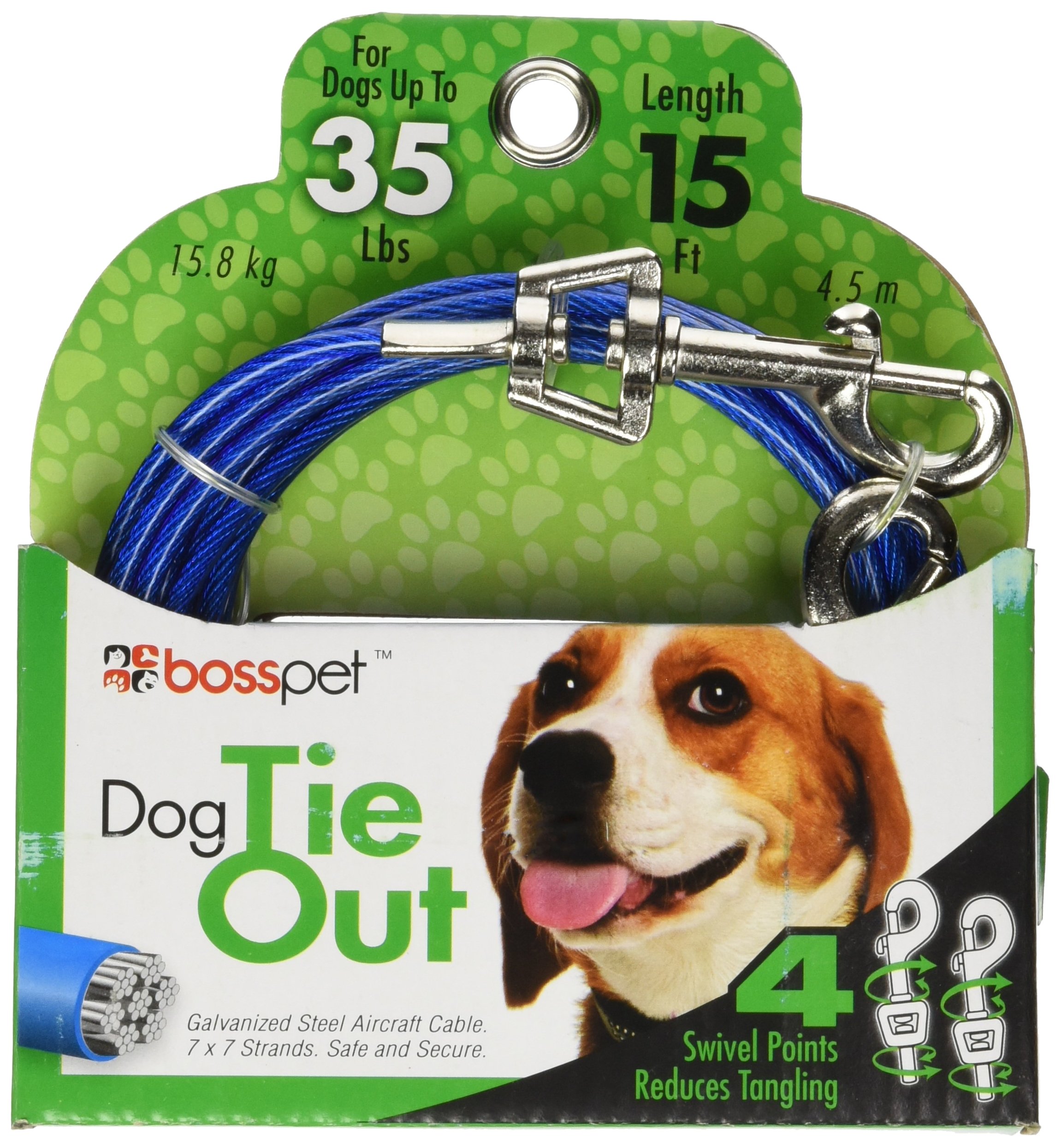 Boss Pet Products Tie Out Dog Medium 15 Foot Pdq