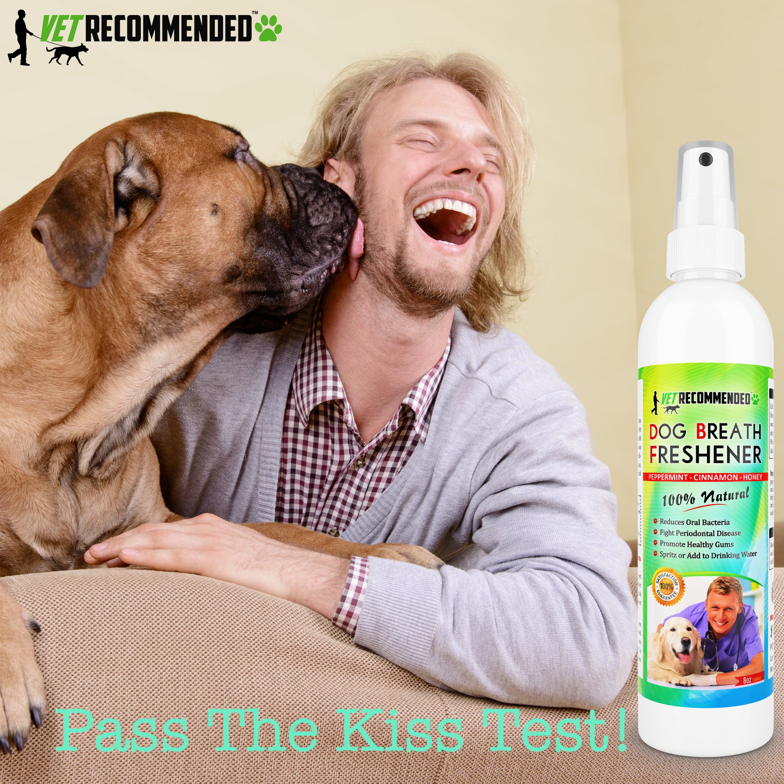 Vet Recommended - Dog Breath Freshener & Pet Dental Water Additive (8oz/240ml) All Natural - Perfect for Bad Dog Breath & Dog Teeth Spray. Spray in Mouth or Add to Pet's Drinking Water. USA Made.