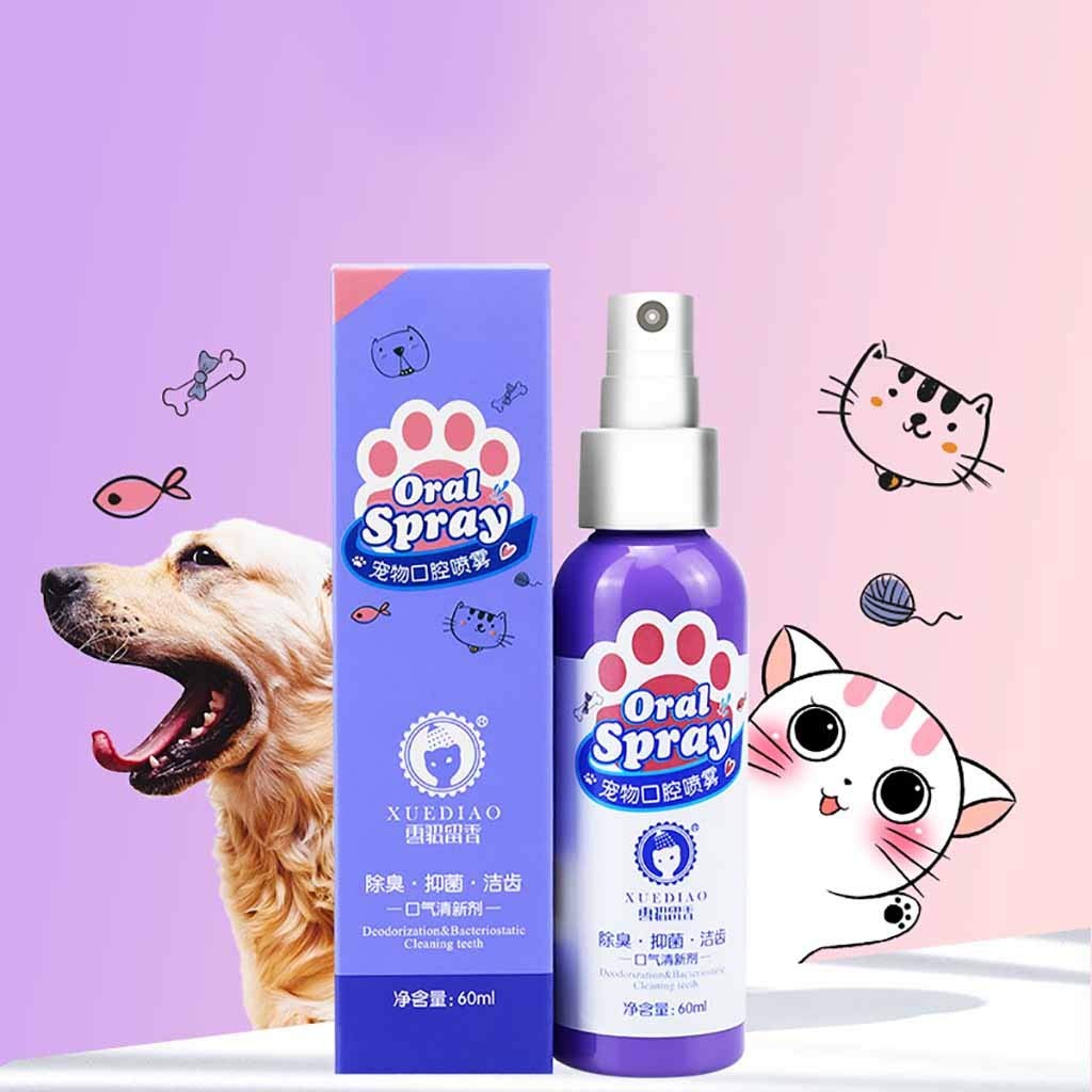 Cat & Dog Breath Freshener Spray, Pets Mouthwash for Dogs & Cats Teeth Cleaning, Breath Freshener Spray Bad Breath Treatment for Dogs & Cats Oral Care (1 Pack)