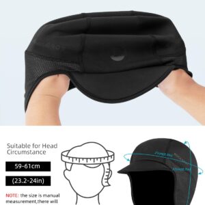 ROCKBROS Winter Cycling Caps for Men Women Windproof Cycling Hat with Sun Visor Under Helmet Liner Black