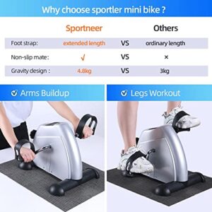 Under Desk Bike Pedal Exerciser, Mini Exercise Bike Portable Peddler Sitting for Seniors with LCD Display Sportneer Foot Cycle Arm & Leg Bike Pedals Exerciser with Anti-Skid Mat for Home Office