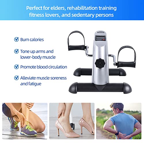 Under Desk Bike Pedal Exerciser, Mini Exercise Bike Portable Peddler Sitting for Seniors with LCD Display Sportneer Foot Cycle Arm & Leg Bike Pedals Exerciser with Anti-Skid Mat for Home Office