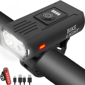 victoper bike light, high lumens super bright bicycle light, 6+4 modes usb rechargeable bike headlight & tail light set, waterproof safety bike front & rear light for road, mountain, night riding