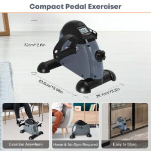 Under Desk Bike Pedal Exerciser, AGM Mini Exercise Bike Foot Cycle Arm & Leg Peddler Exerciser Machine with LCD Screen Displays (Gray)