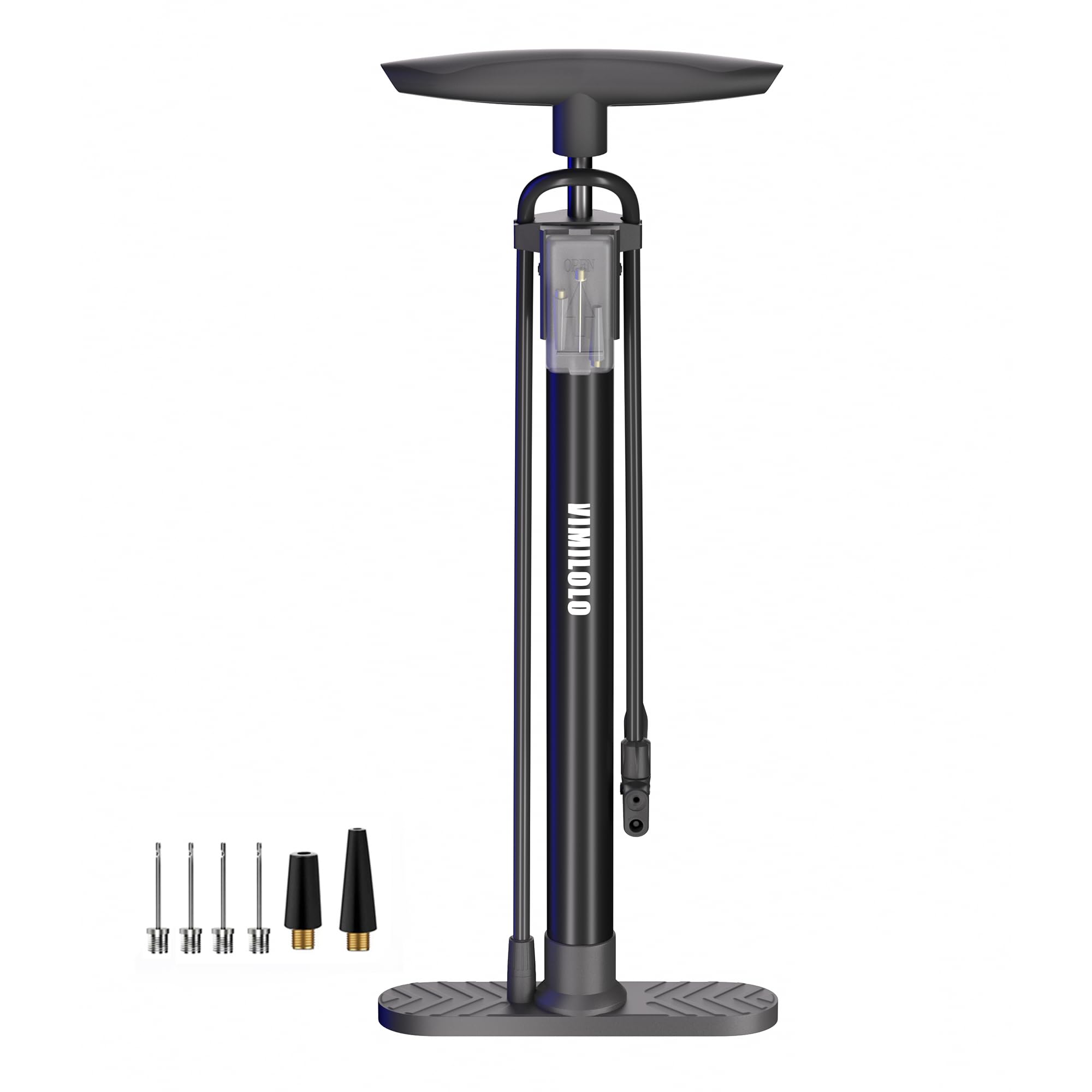 VIMILOLO Bike Floor Pump,Portable Ball Pump Inflator Bicycle Floor Pump with Both Presta and Schrader Bicycle Pump Valves Bike Pumps-160Psi Max