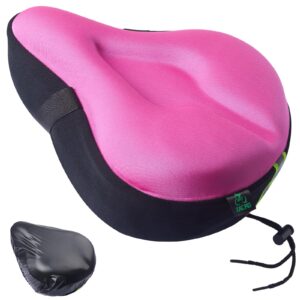 zacro bike seat cushion, soft gel padded bike seat cover, compatible with peloton, wide bicycle seat saddle memory foam, comfort on exercise bike, stationary bike