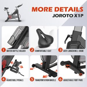 JOROTO Stationary Bikes for Home - Exercise Bike with Magnetic Resistance, Workout Bike Indoor Cycling Bikes with 11.8" Enlarged Tablet Bracket & RPM Display -2023 NEW VERSION