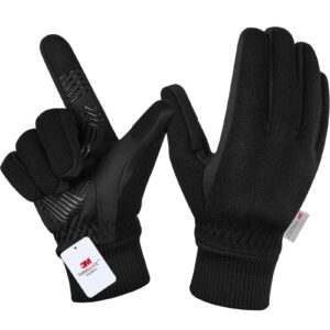 moreok winter gloves -10°f 3m thinsulate warm gloves bike gloves cycling gloves for driving/cycling/running/hiking-balck-l