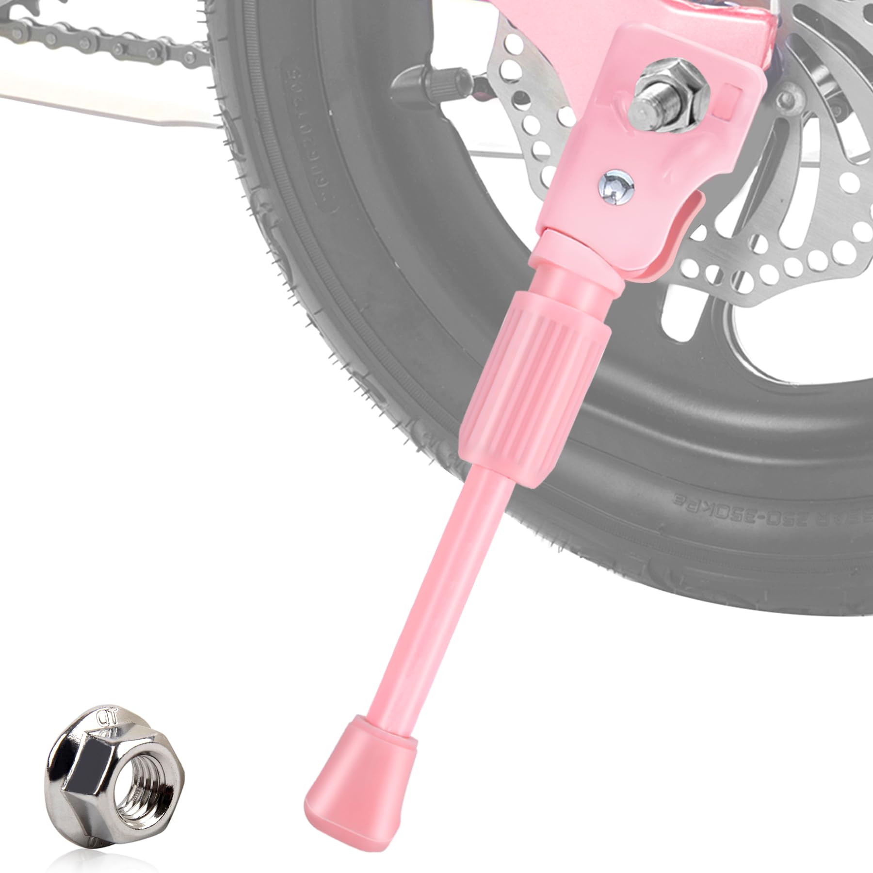 LEICHTEN Kids Bike Kickstand for 16 Inch Wheel Children's Bicycle Single-Side Kick Stand Rear Mount Bikes Support Racks Pink for Girls and Boys Bike