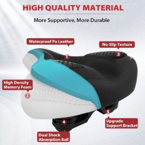 Oversized Bike Seat Compatible with Peloton Bike/Bike+, Extra Wide Comfort Bike Seat for Women & Men, Excercise Bike Seat Replacement for Road Bike, Spin bike, and Cruiser, Large Bike Seat/Saddle