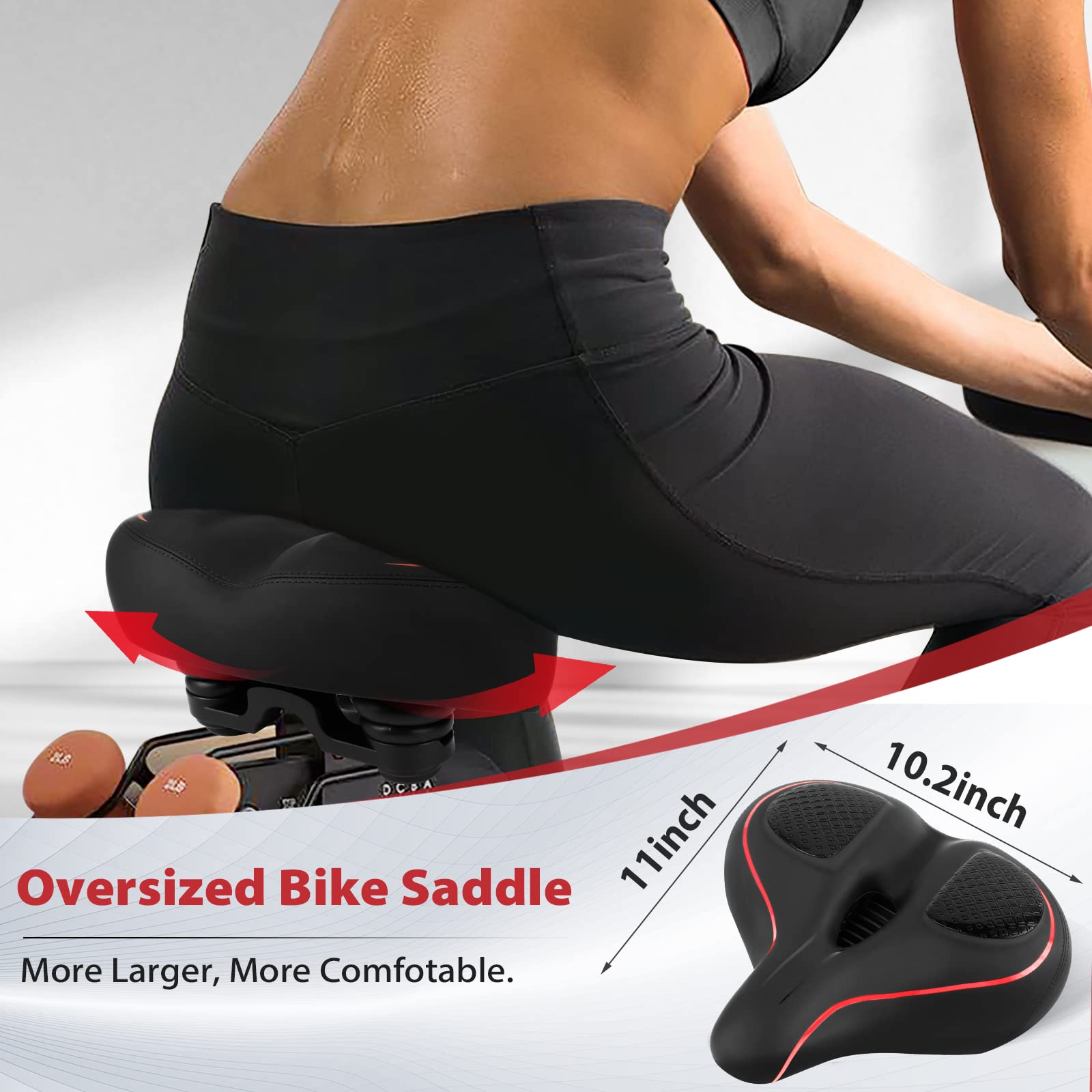 Oversized Bike Seat Compatible with Peloton Bike/Bike+, Extra Wide Comfort Bike Seat for Women & Men, Excercise Bike Seat Replacement for Road Bike, Spin bike, and Cruiser, Large Bike Seat/Saddle